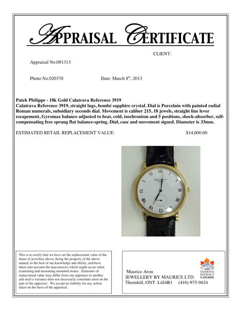 appraisal of watches.